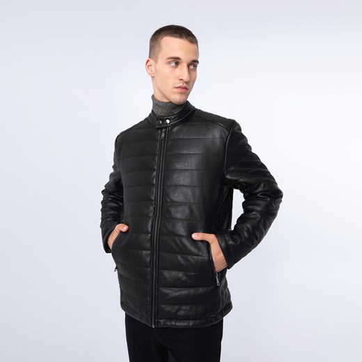 Męska kurtka z ekoskóry pikowana czarna ze sklepu WITTCHEN w kategorii Kurtki męskie - zdjęcie 164740170