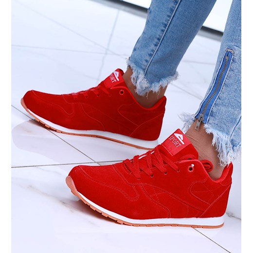 Sznurowane czerwone buty damskie /G3-3 15098 T339/ ze sklepu Pantofelek24.pl w kategorii Buty sportowe damskie - zdjęcie 164741083