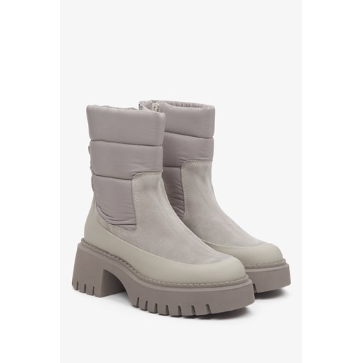 Botki Estro bez zapięcia ze skóry 