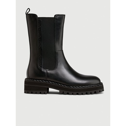 Botki Liu Jo casual czarne na platformie bez zapięcia 