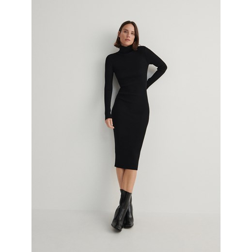 Reserved - Dzianinowa sukienka z golfem - czarny ze sklepu Reserved w kategorii Sukienki - zdjęcie 164752210