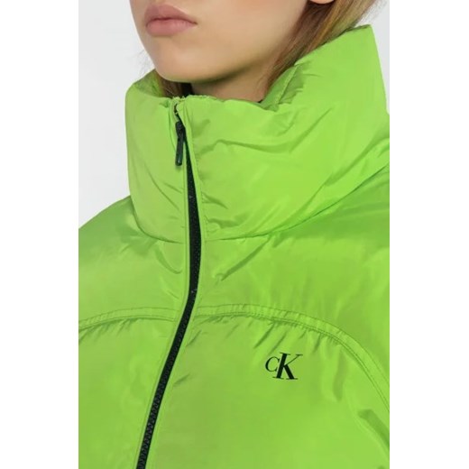 Kurtka damska zielona Calvin Klein bez kaptura poliestrowa krótka casual 