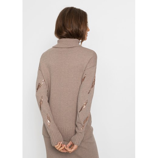 Sweter oversize z cekinami 52/54 bonprix
