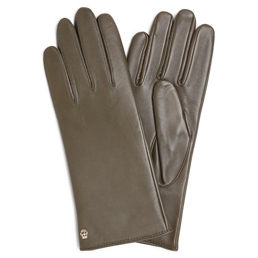 ROECKL Skórzane rękawiczki z dodatkiem kaszmiru Kobiety skóra trzcinowy jednolity ze sklepu vangraaf w kategorii Rękawiczki damskie - zdjęcie 164789892
