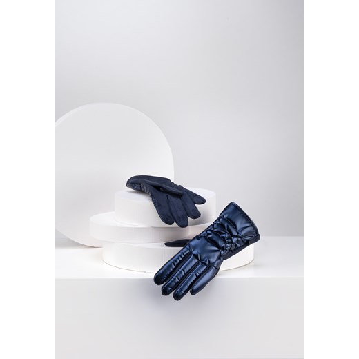 Granatowe rękawiczki z pikowaniem ze sklepu Molton w kategorii Rękawiczki damskie - zdjęcie 164794071