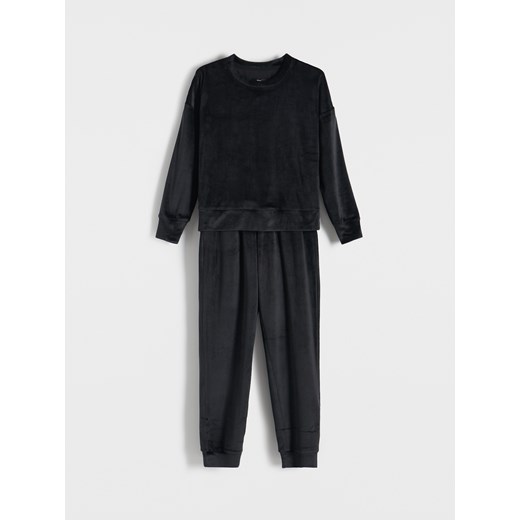 Reserved - Dwuczęściowa piżama z weluru - czarny Reserved XS/S Reserved