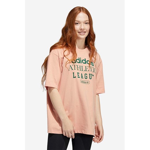 adidas Originals t-shirt bawełniany kolor różowy wzorzysty HL0038 ze sklepu PRM w kategorii Bluzki damskie - zdjęcie 164797753