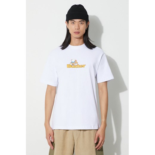 Butter Goods t-shirt bawełniany Teddy Logo Tee męski kolor biały z nadrukiem BGQ3230101 ze sklepu PRM w kategorii T-shirty męskie - zdjęcie 164797912