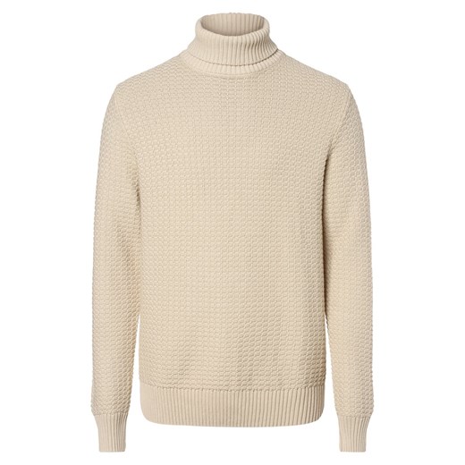 Selected Sweter męski Mężczyźni Bawełna piaskowy wypukły wzór tkaniny ze sklepu vangraaf w kategorii Swetry męskie - zdjęcie 164800360