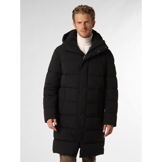 JOOP! Męski płaszcz pikowany Mężczyźni Sztuczne włókno czarny jednolity ze sklepu vangraaf w kategorii Płaszcze męskie - zdjęcie 164800390