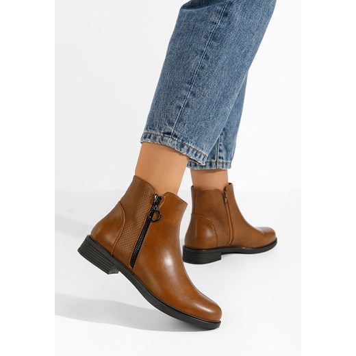 Camelowe botki damskie płaskie Derena Zapatos 38 okazyjna cena Zapatos