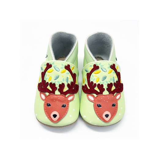 Lait et Miel Skórzane buty &quot;Reindeer&quot; w kolorze jasnozielonym do raczkowania ze sklepu Limango Polska w kategorii Kapcie dziecięce - zdjęcie 164804070