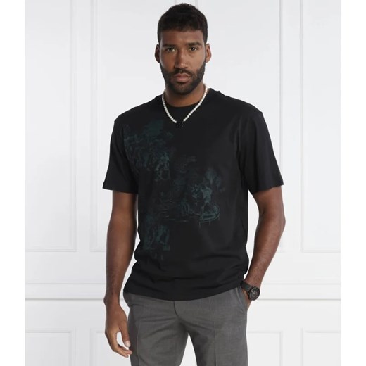 Hugo Boss t-shirt męski z krótkimi rękawami w nadruki młodzieżowy jesienny 