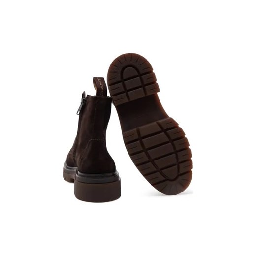 Buty zimowe męskie Gant brązowe z tworzywa sztucznego sznurowane