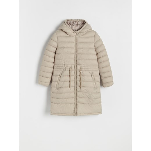 Reserved - Długi pikowany płaszcz - kremowy ze sklepu Reserved w kategorii Płaszcze dziewczęce - zdjęcie 164874612