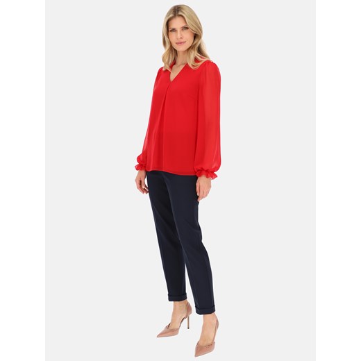 Bluzka damska Potis & Verso z tkaniny z długim rękawem z dekoltem w literę v 