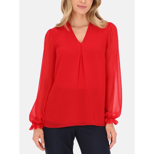Dwuwarstwowa czerwona bluzka z długim rękawem Potis & Verso Roni ze sklepu Eye For Fashion w kategorii Bluzki damskie - zdjęcie 164875972