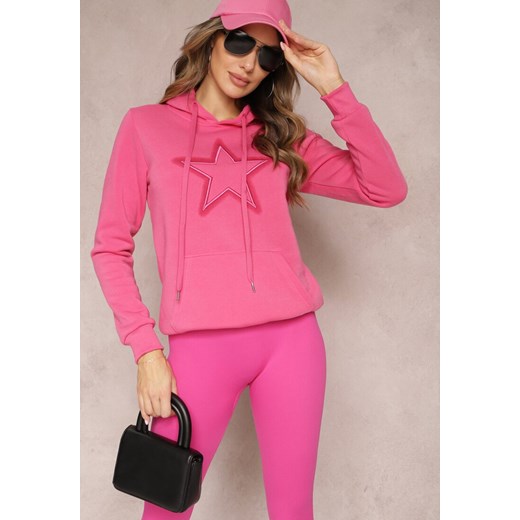 Różowa Ocieplana Bluza Dzianinowa z Kapturem Ziff ze sklepu Renee odzież w kategorii Bluzy damskie - zdjęcie 164882661