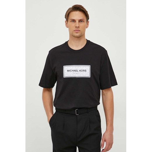 Michael Kors t-shirt bawełniany męski kolor czarny z aplikacją ze sklepu ANSWEAR.com w kategorii T-shirty męskie - zdjęcie 164883121