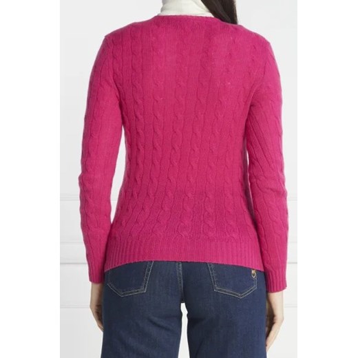 Sweter damski różowy Polo Ralph Lauren z okrągłym dekoltem 