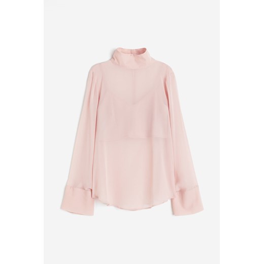 H & M - Prześwitująca bluzka ze stójką - Różowy H & M XXL H&M