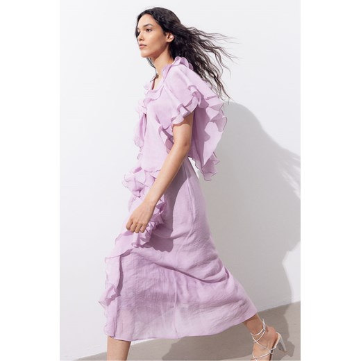 H & M - Sukienka z falbanami - Fioletowy H & M L H&M