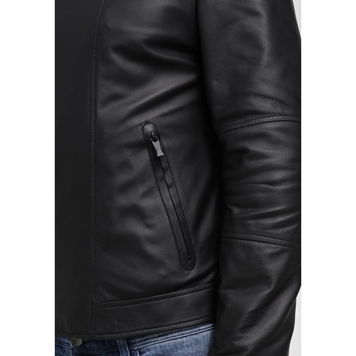 Calvin Klein LAWSON Kurtka skórzana perfect black zalando czarny kołnierzyk