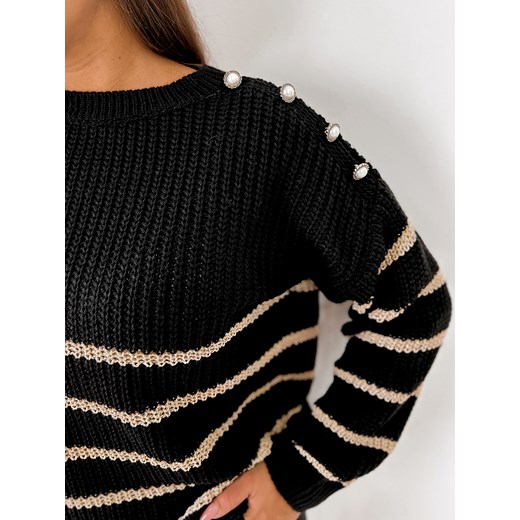Ubra sweter damski z okrągłym dekoltem wielokolorowy casual w paski