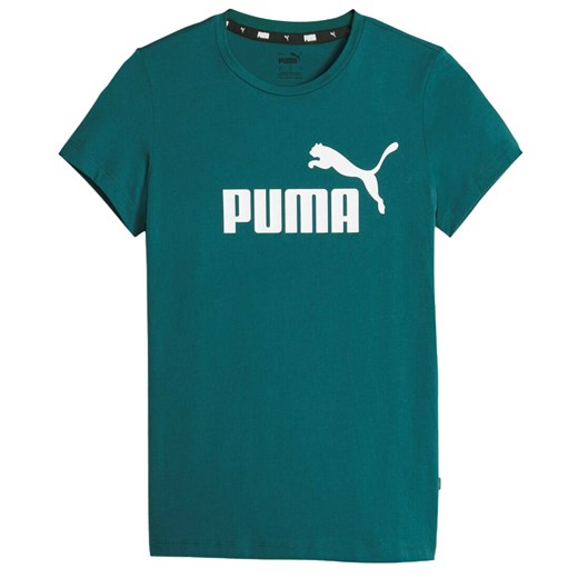 PUMA T-Shirt damski Essential Logo zielony ze sklepu taniesportowe.pl w kategorii Bluzki damskie - zdjęcie 164899062