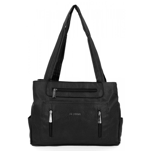 Torebka Damska Shopper Bag firmy Hernan 3892 Czarna ze sklepu PaniTorbalska w kategorii Torby materiałowe - zdjęcie 164902992