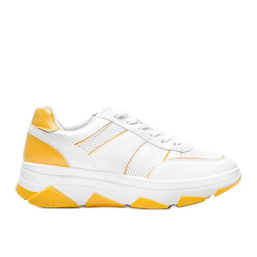 Biało żółte sneakersy Julissa białe ze sklepu ButyModne.pl w kategorii Buty sportowe damskie - zdjęcie 164909781