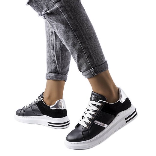 Czarne sneakersy z wstawkami Deans ze sklepu ButyModne.pl w kategorii Trampki damskie - zdjęcie 164911783