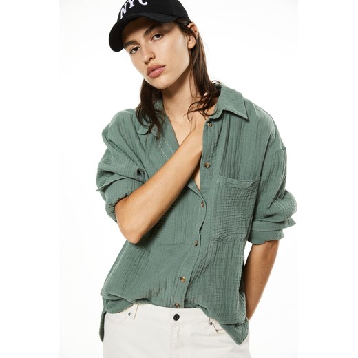 H & M - Bawełniana koszula - Zielony H & M M H&M