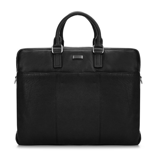Męska torba na laptopa 15,6” skórzana z podwójnym obszyciem czarna ze sklepu WITTCHEN w kategorii Torby na laptopa - zdjęcie 164923591