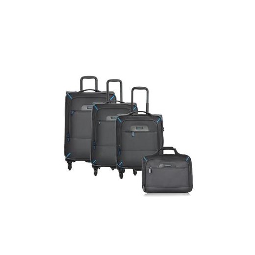 Travelite Cross Lite zestaw trzech walizek + torba podręczna antracyt royal-point szary duży
