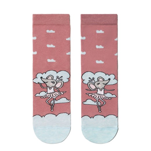 Skarpetki damskie z myszkami różowe Happy, Kolor różowy-wzór, Rozmiar 36-39, Conte ze sklepu Intymna w kategorii Skarpetki damskie - zdjęcie 164925503