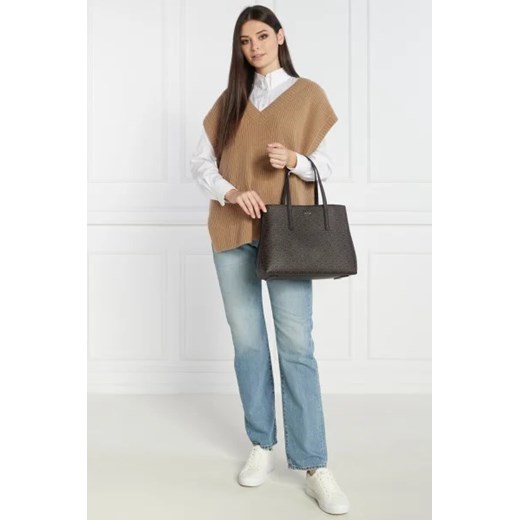 Shopper bag Calvin Klein ze skóry ekologicznej duża elegancka z nadrukiem 