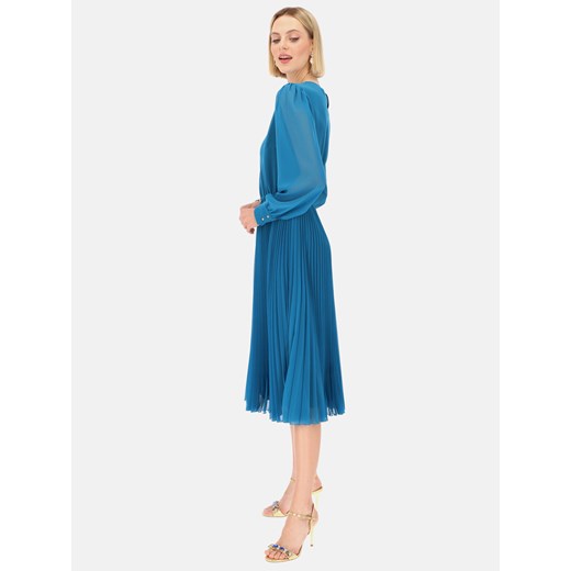Niebieska elegancka sukienka z plisowanym dołem Potis & Verso Agnes Potis & Verso 38 Eye For Fashion