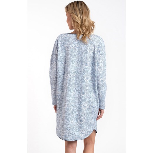 Bawełniana koszula nocna damska na długi rękaw Gracjela, Kolor niebieski-wzór, Rozmiar M, Italian Fashion ze sklepu Intymna w kategorii Koszule nocne - zdjęcie 164932033