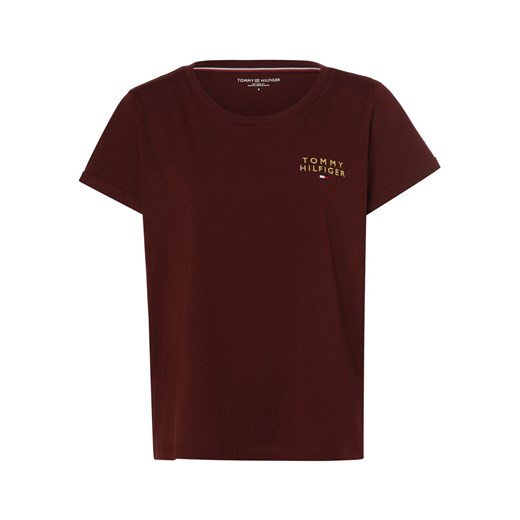 Tommy Hilfiger Damska koszulka od piżamy Kobiety Bawełna bordowy jednolity ze sklepu vangraaf w kategorii Piżamy damskie - zdjęcie 164935143