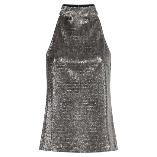 Vila Top damski Kobiety Sztuczne włókno srebrny jednolity ze sklepu vangraaf w kategorii Bluzki damskie - zdjęcie 164935184