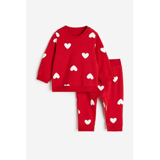 H & M - Dżersejowy komplet we wzory 2-częściowy - Czerwony H & M 92 (1½-2Y) H&M
