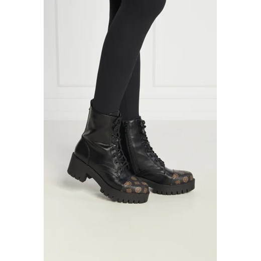 Workery damskie Guess z tworzywa sztucznego czarne sznurowane casual 