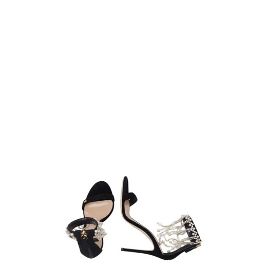 Sandały damskie czarne Elisabetta Franchi letnie z klamrą eleganckie skórzane na szpilce 