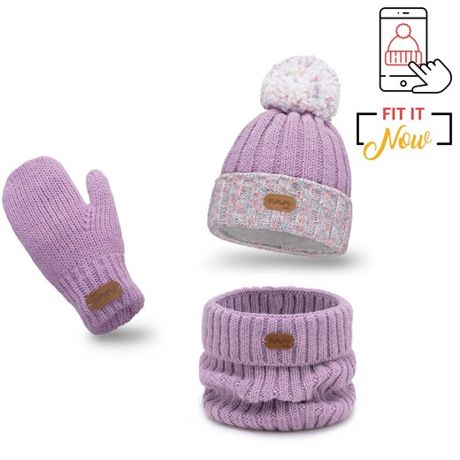Komplet zimowy dla dziewczynki, czapka komin rękawiczki Pamami Uniwersalny PaMaMi