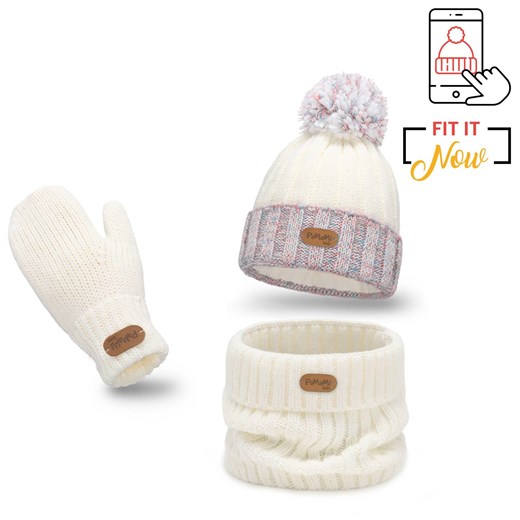 Zimowy komplet dziewczęcy czapka, komin, rękawiczki Pamami Uniwersalny PaMaMi