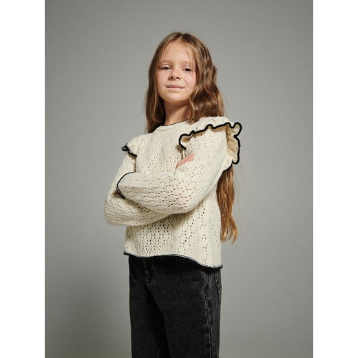 Reserved - Ażurowy sweter - złamana biel ze sklepu Reserved w kategorii Swetry dziewczęce - zdjęcie 164952583