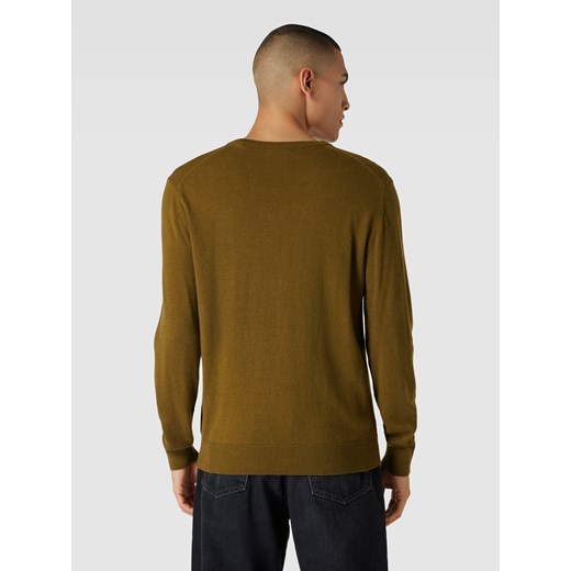 Sweter z dzianiny z mieszanki wełny jagnięcej z dekoltem w serek Gant L Peek&Cloppenburg