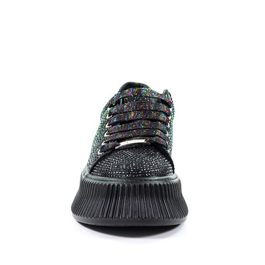 Buty sportowe damskie czarne Goe sneakersy wiązane z tworzywa sztucznego na wiosnę