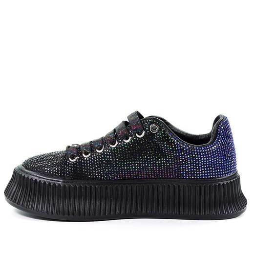 Buty sportowe damskie czarne Goe sneakersy wiązane z tworzywa sztucznego